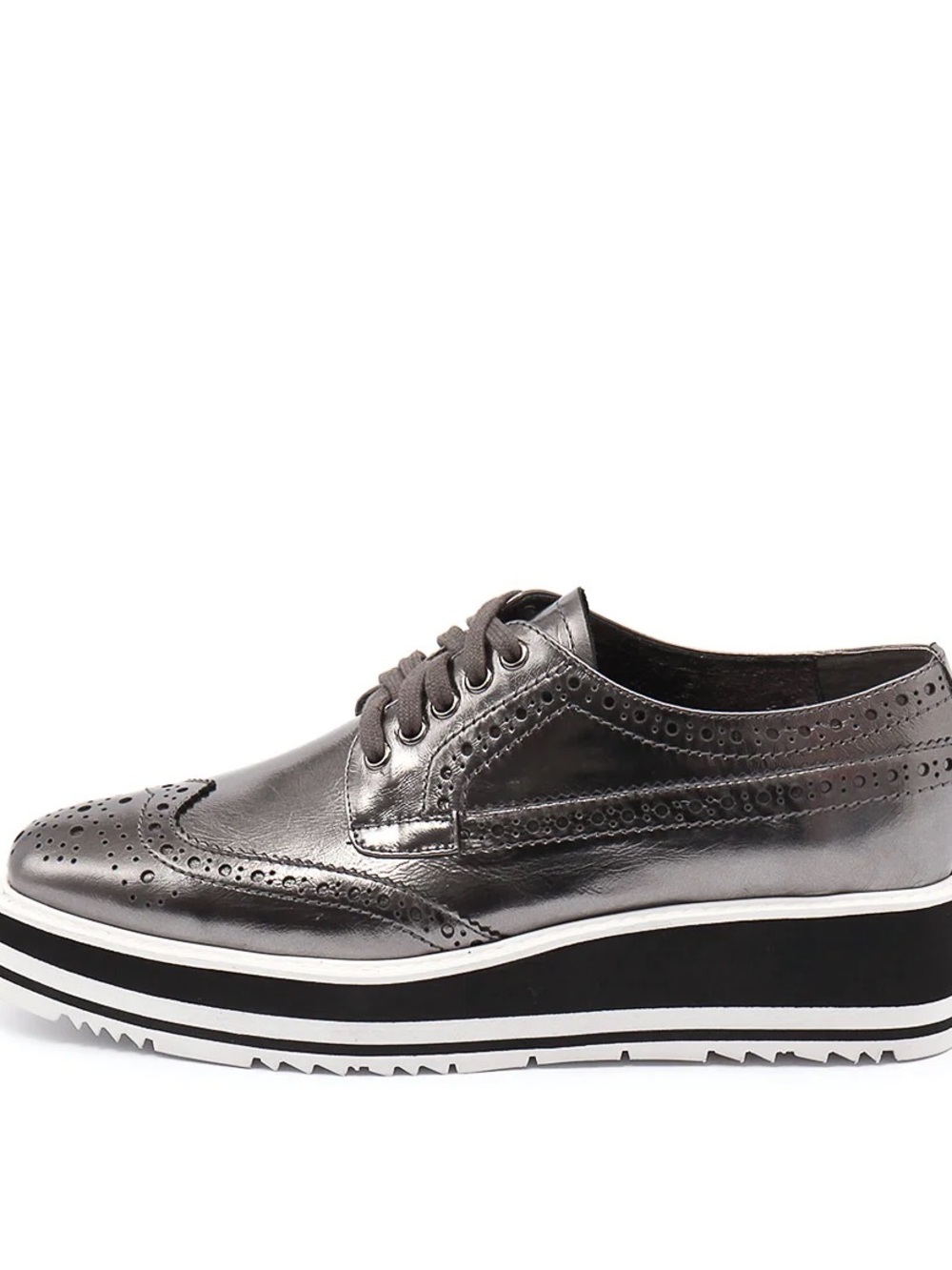 Kenneth Cole Metallic Pewter Platform Brogue Oxford